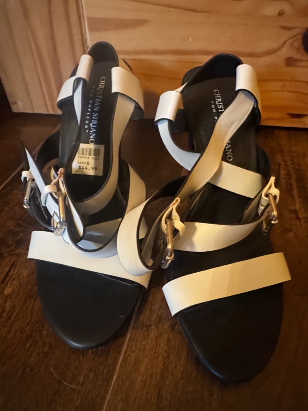 Christian Siriano Black and White Strappy Heel Sandals